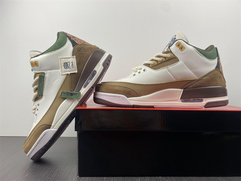 air jordan 3 retro se white dark brown green shoes