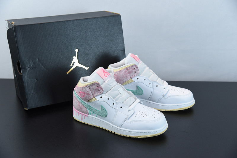 air jordan 1 mid paint drip dd1666-100