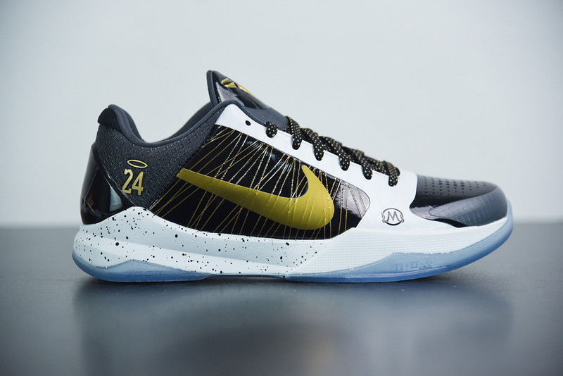 nike kobe v protro black white gold cd0824-127